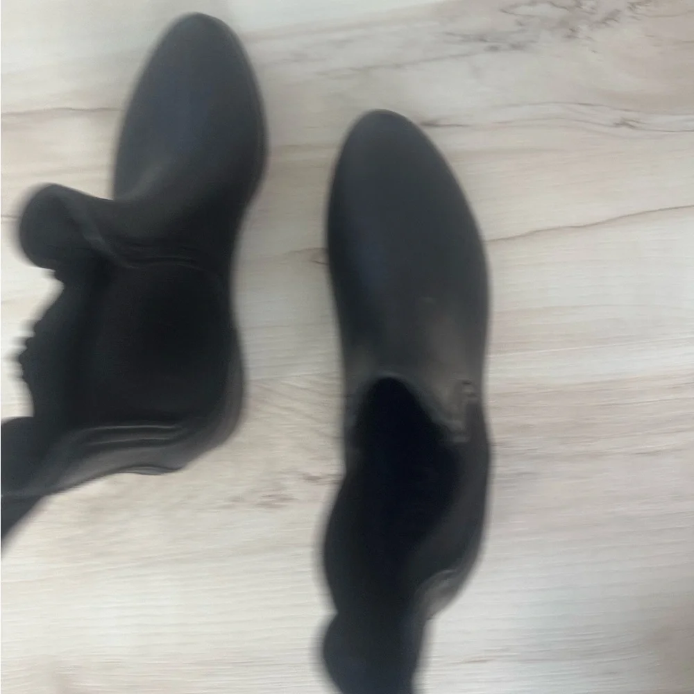 Jeffrey Campbell Black Chelsea Rain Boot with Blue Insole